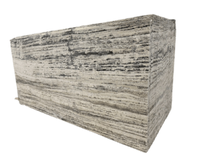 natural travertine stone slab with linear texture and neutral tones