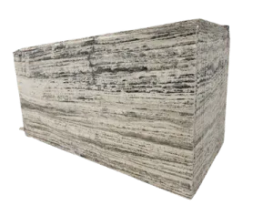 natural travertine stone slab with linear texture and neutral tones