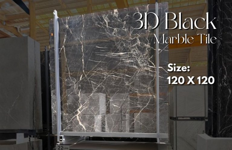 Deep black marble with dimensional texture, designed for bold feature walls